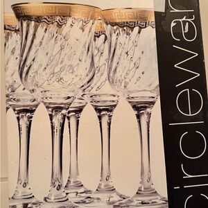 Circleware Gold Rim Wine Glasses